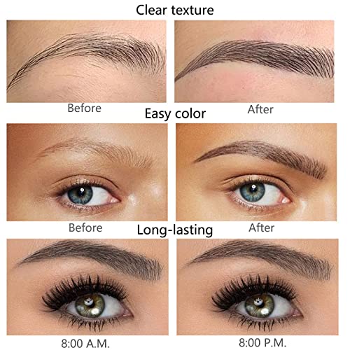 Eyebrow Pencil - Waterproof Tattoo Brow Pen With Fork Tip Long-Lasting Brow Tint For Makeup Rapid Natural Brow Beginners (DARK BROWN)