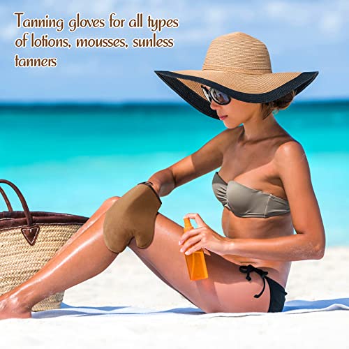 Greoer Tanning Mitt, Self Tan Mitt, 2 Pieces Spa Exfoliator Washcloth Remove Dead Skin Double Sided Fake Tan Mitt Applicator (Brown)