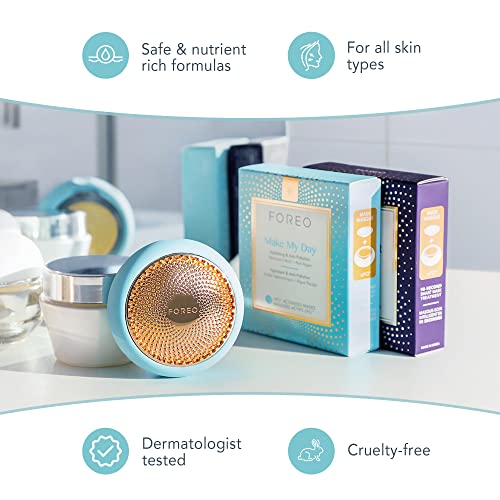 FOREO Make My Day UFO Activated Facial Mask for Dry Dehydrated Skin, 7 pack, Moisturizing & Anti-pollution, Hyaluronic Acid & Red Algae, Clean Fo