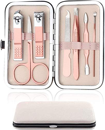 Nail Clipper Manicure Set, 7 In 1 Stainless Steel Professional Pedicure Kit Nail Scissors Grooming Kit with Black PU Leather Case for Travel & Ho