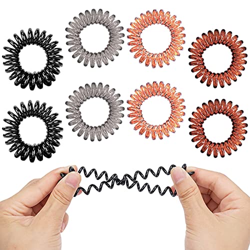 Spiral Hair Ties, 8Pcs Super Comfy Coil Hair Ties for Thick Hair, No Crease Phone Cord Hair Ties, Strong Grip Ponytail Holder Elastics for Girls