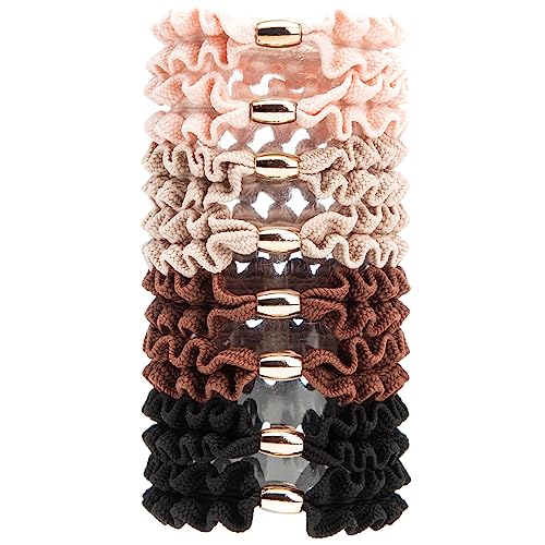 GYGYL 8Pcs Black Hair Ties for Women Girls, Elastics Hair Bands Ponytail Holders for Thick Hair, No Damage No Crease Hair Elastics