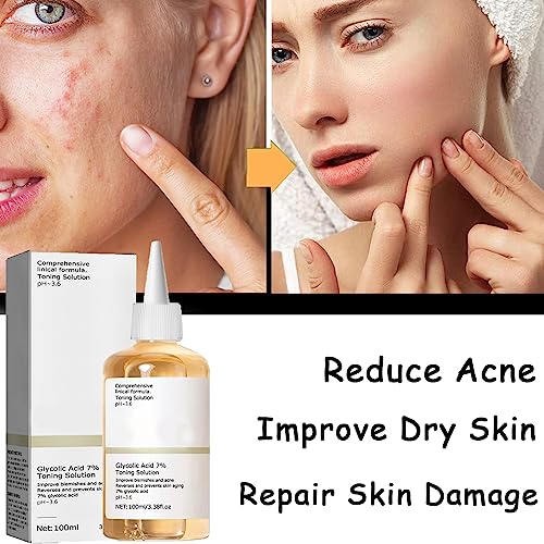 Glycolic Acid 7% Toning Solution,Hydrating Toner for Face,Toner for Acne Prone Skin,Glycolic Acid Skin Toner,Smoothing Face Toner for Dry Skin,Re