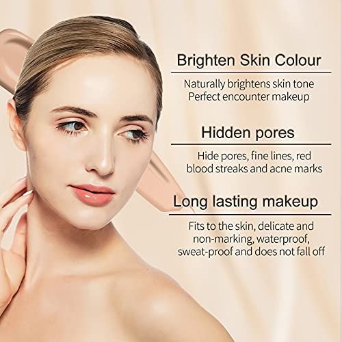 Mushroom Head Air Cushion CC Cream, BB Cream, Moisturizing Concealer, Makeup Base Long Lasting with Mushroom Makeup Sponge, Easy to Apply, Round