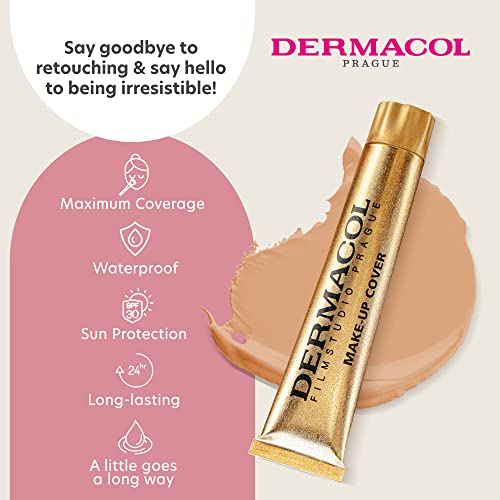 Dermacol - Full Coverage Foundation, Liquid Makeup Matte Foundation with SPF 30, Waterproof Foundation for Oily Skin, Acne, & Under Eye Bags, Lon