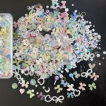 3D Nail Charms, 400 Pcs Multi Shapes Lollipop Butterfly Flower Bear Bow Heart Nail Art Charms Nail Rhinestones Gems Nail Pearls for Nail Art Deco