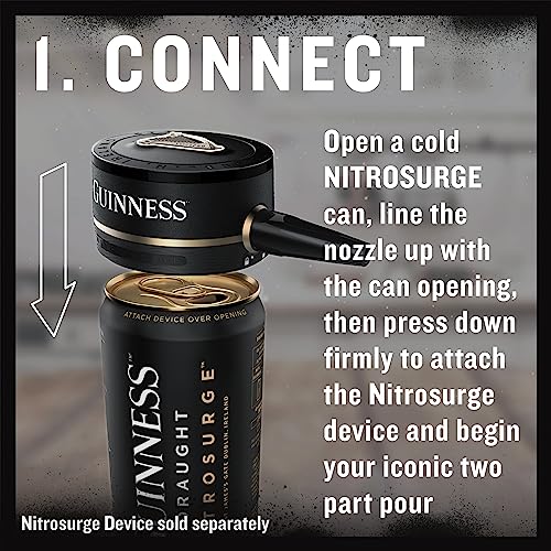 Guinness Draught Nitrosurge Beer Stout Cans 4x558ml, 4.1% vol. Bring Home the Perfect Pour. (Nitrosurge device & Beer glasses Sold Separately)