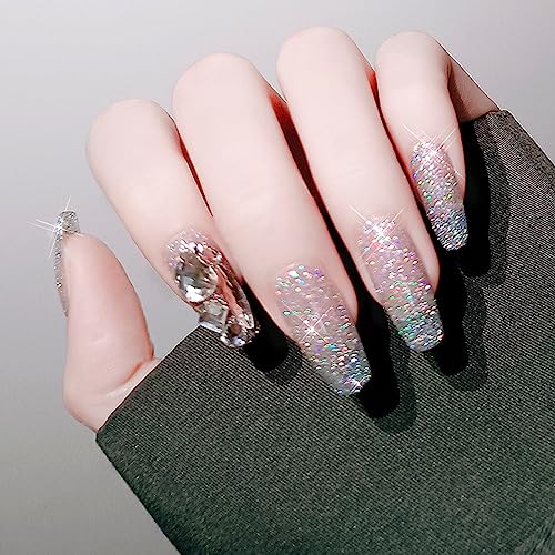 Glitter Gel Nail Polish - Silver Gel Nail Polish - Soak Off UV LED Sparkle Silver Glitter Gel Polish - Long-Lasting - Ideal for Home Use