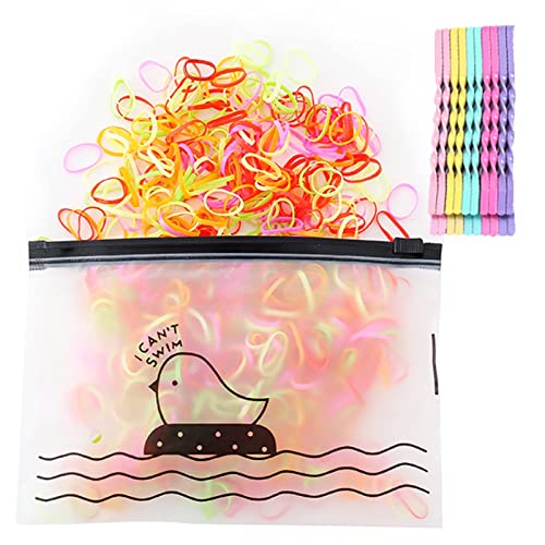 ILamourCar Elastic Hair Bands, 500pcs Clear Hair Elastic Bands, Hair Elastics with 10 Hairpin, Small Hair Bands for Kids Hair, Braids Hair, Weddi