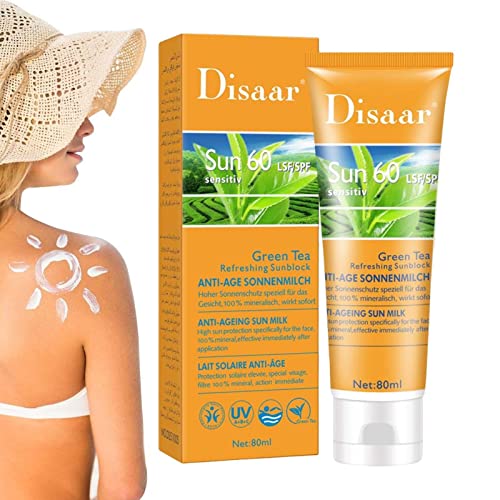 Face Sunscreen, 80ml Skin Sun Protection, SPF60 Moisturizing Repair Concealer Isolation, Long-Lasting Sun Protection for Sunburn Redness Woteg