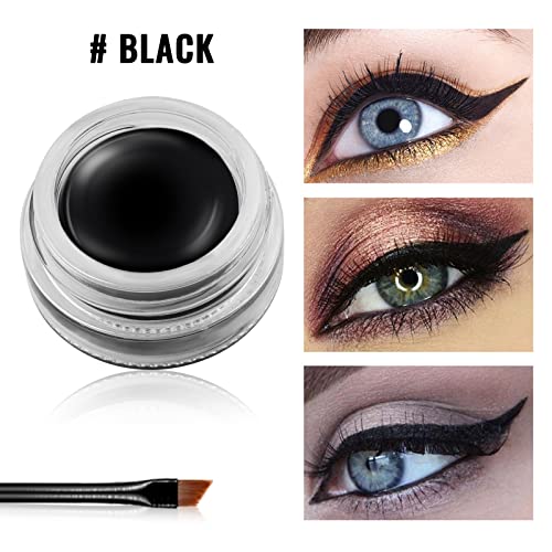 Erinde Black Gel Eyeliner, Waterproof Long Lasting Cream Eyeliner Gel, High-Intensity Pigments Smudge-Proof Eye Liner Makeup, Water-Resistant Eye