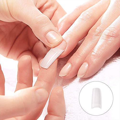 FANTESI 1000 Pcs Acrylic Nail Tips French Half Cover Fake Nails Artificial Coffin Nails 10 Sizes for Nail Salons and DIY Nail Art Manicure Tool w