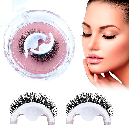 AWAVM False Eyelashes,1 Pair False Eyelashes Natural,Wispy Eyelashes,Self Adhesive Eyelashes,Reusable 3D Lashes,Self Stick Lashes Reusable Waterp