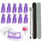 Nail Polish Gel Remover Tools Kit with Nail Remover Clips,Nail File, Nail Remover Pads, Nail Brush, 2in1Cuticle Nail Separator,Dispenser Bottle