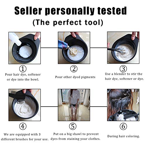 Mauts Hair Dye Coloring Set, Hair Tinting Comb and Mixing Brush Bowl,Ear Cover Mixing Spoon Hair Clips Gloves and Disposable shawl,DIY Salon.