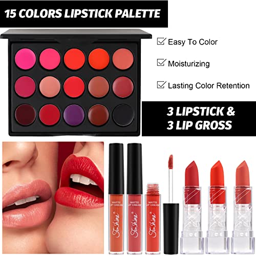 Fenshine All In One Makeup Kit Full Kit, Makeup Gift Set for Women Beginners, Makeup Essential Starter Bundle Include Eyeshadow Palette Lipstick