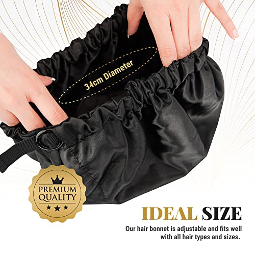Mavenchy Adjustable Silk Bonnet for Curly Hair 34cm Diameter - Perfect to All Hair Lengths - 1pc Premium Quality Double Layered Non-Bleeding Hair