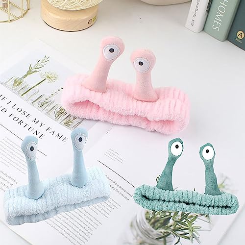 Bohue 3Pcs Spa Headband Snail Spa Hair Band Creative Plush Headband Hair Styling Accessories Cute Elastic Headband for Washing Face Skincare Show