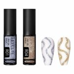 Tongyend Reflective Glitter Gel Polish,2 × 5ml Gold & Silver Glitter Gel Liner Nail Art Set,Soak off UV/LED Gel Nail Polish Long Lasting Gel,Shin
