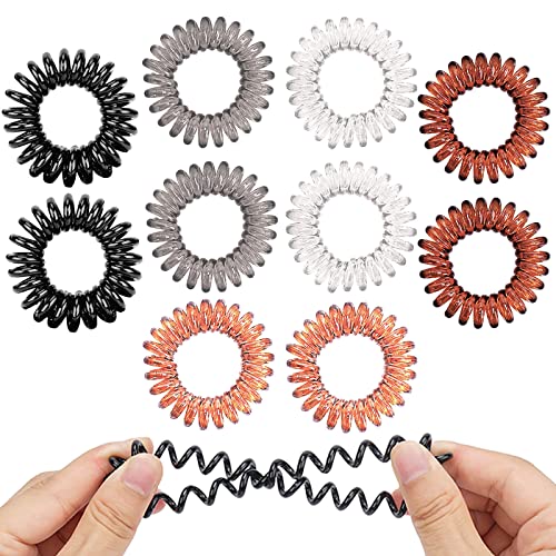 Spiral Hair Ties, 8Pcs Super Comfy Coil Hair Ties for Thick Hair, No Crease Phone Cord Hair Ties, Strong Grip Ponytail Holder Elastics for Girls
