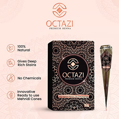 OCTAZI Henna Cones Brown Indian Mehendi Cones For Temporary Body Art Tattoo Mehindi All Natural Organic Herbal Pure Mehndi Henna Paste Cone For F
