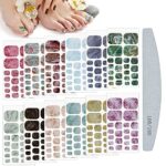 Kalolary Toenail Wrap Art Polish Stickers, 12 Sheets Marble Toe Nail Polish Stickers Self-Adhesive Full Nail Wraps Designs with 1 Piece Nail File