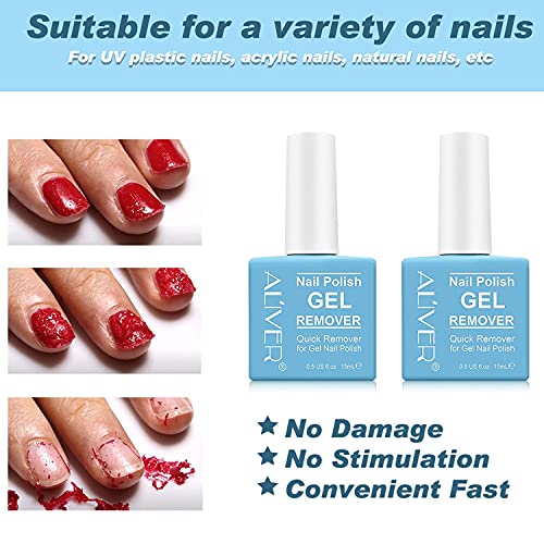 2 Pack Gel Nail Polish Remover, Gel Polish Remover, Professional Removes Soak-Off Gel Nail Polish in 3-5 Minutes, Easily & Quickly, Don't Hurt Yo