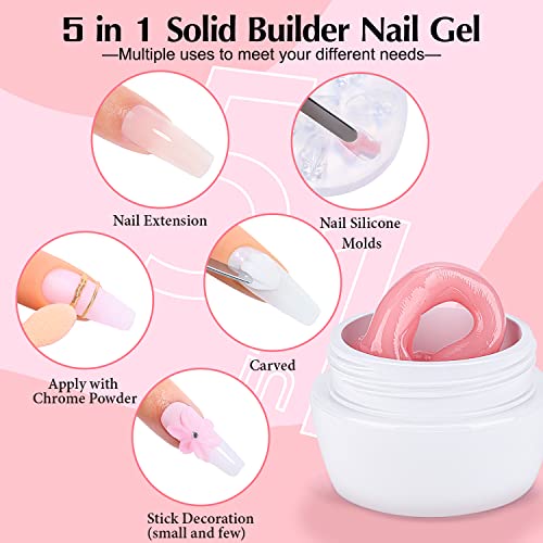 AIMEILI Solid Builder Gel for Nails, Clear Nude Hard Gel Nail Extension Gel Solid Sculpture Gel UV LED for Nails, Nail Carving Gel, Rhinestones G