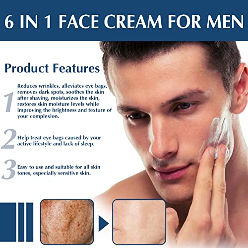 Mens Face Cream, 6 in 1 Mens Face Moisturizer, Mens Anti Aging Face Cream, Anti-Wrinkle & Firming Face Moisturizer, Face Lotion for Men, Face Cre