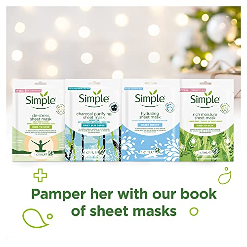 Simple Book of Treats Four Sheet Masks for every skin condition with a stretch head band Gift Set Festive gifts for Women 4 piece
