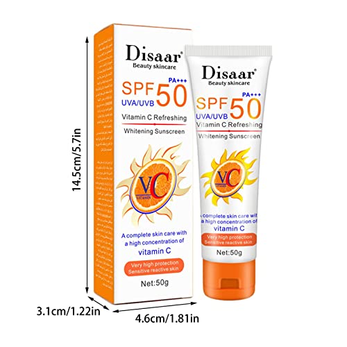 Spf 50 Sun Screen Lotion,Natural Broad Spectrum Sun Block with Vitamin C - Sun Block for Face and Body, Uva/UVB Protection for Most Skin Types Di