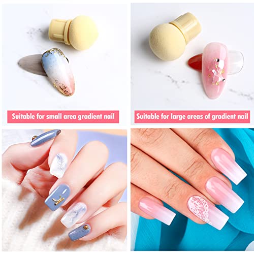 Qufiiry Nail Sponges for Ombre, Sponge Nail Art Brush, Double Headed Ombre Nail Sponge with 4 Replacement Heads, for Gradient Nail Design