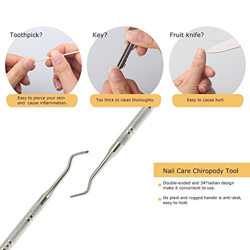 Anself Toenail Ingrowing Cleaner Double-ended Ingrown Toenails Lifter File Podiatry Stainless Steel Nail Care Chiropody Tool
