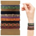 20 Pcs Hair Ties, Boho Ponytail Holders Elastics Hair Ties No Damage Dark Hair Tie Bracelets for Women Girls Men Thick/Medium/Long Hair (4 Styles