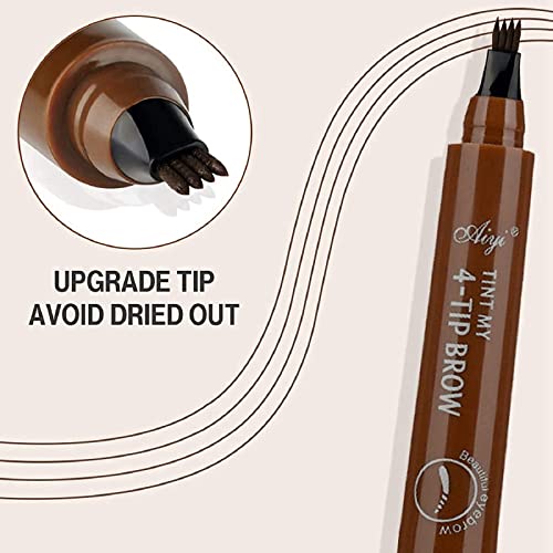 Eyebrow Pen,Eyebrow Pencil,Long-Lasting Eyebrow Tint,Brow Eye Brown Pencil with Fork Tip,Eyebrow Pencil Dark Brown,Brow Tint,Waterproof Eyebrow P