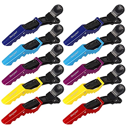 Beayuer Hair Clips 10 Pcs Professional Salon Hair Clip Women Styling Sectioning Clips Durable Plastic Alligator Hairclip with Nonslip Grip and Wi