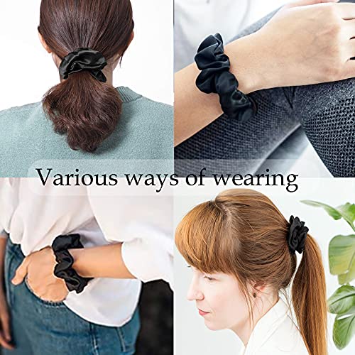 JeoPoom Silk Hair Scrunchy, Frizz and Breakage Prevention Silk Hair Rope, Regular Donut Hair Ties, Elastics Ponytail Holder, Silk Scrunchies for