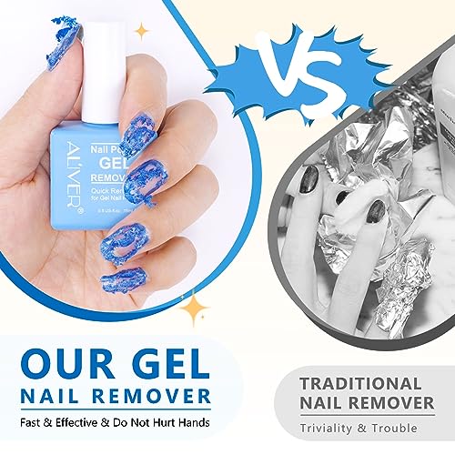 Gel Nail Polish Remover 15ml with Nail File & Nail Polish Scraper, Professional Gel Remover for Nails, Easily & Quickly Remove Nail Polish in 3-5