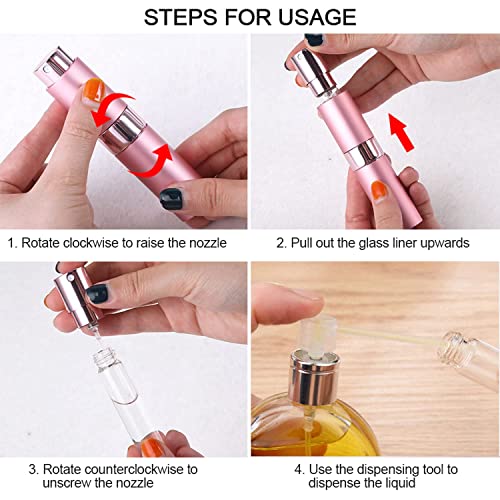 SONGQEE 8ml Travel Perfume Atomiser Refillable, 4pcs Mini Refillable Perfume Bottle Aftershave Spray Bottle, Upgraded Perfume Atomizer Perfume Po