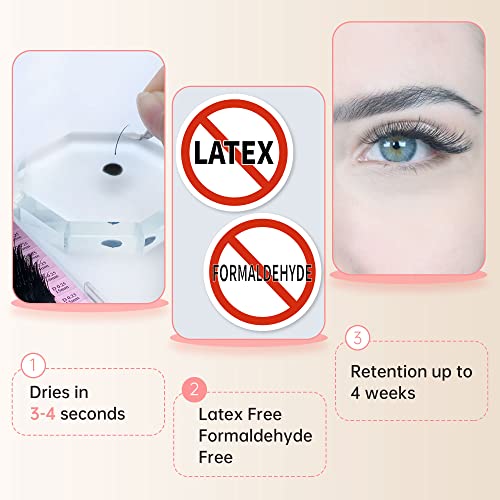 Beauty7 Black Eyelash Extension Glue, No Stimulation Eyelash Glue for Semi Permanent, Drying Time 3-4 Sec, Retention 3-4 Weeks Professional & DIY