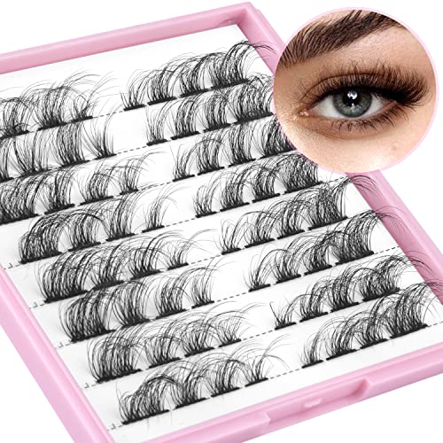Lash Clusters DIY Eyelash Extensions 96pcs Cluster Lashes Wispy False Eyelashes C D Curl Individual Lashes Extensions 8-16MM Mega Fluffy Eyelash