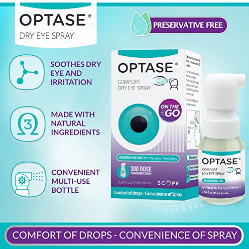 Optase Dry Eye Spray – A Preservative and Phosphate Free Dry Eye Spray for Itchy, Irritated Eyes and Eyelids - 300 Doses - 17ml