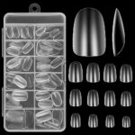 cobee Press on Nails, 120 Pcs PMMA Clear Nail Almond Tips Short Oval Round Fake Nails Tips for Full Cover Nail Extensions False Nail Art Tips wit