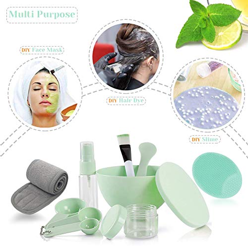 Face Mask Mixing Bowl Set, Lady Facial Care Facemask Mixing Tool Sets include Facial Mask Mixing Bowl Stick Spatula Silicone Cream Mask Brushes(G