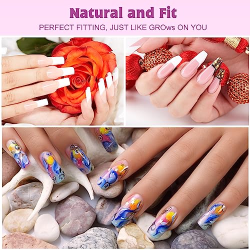 240 PCS Clear Acrylic Nail Tips - Medium Coffin Nails Tips Half Matte No File Full Cover Soft Gel Nail Tips, Artificial Fake Art Nails Tips Nail