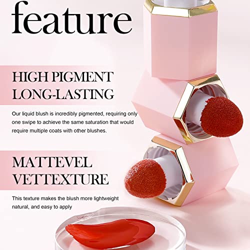 HERBENJOY Cream Blush Soft Blushers For Cheeks Make Up Skin Tint Liquid Blush For Mature Skin,Lightweight Breathable Feel,Dewy Finish Smudge Proo