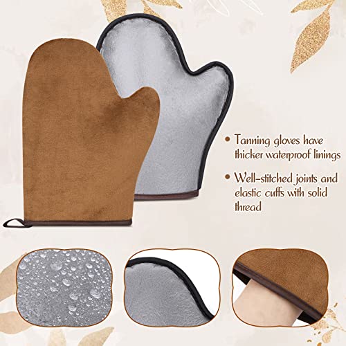 Greoer Tanning Mitt, Self Tan Mitt, 2 Pieces Spa Exfoliator Washcloth Remove Dead Skin Double Sided Fake Tan Mitt Applicator (Brown)