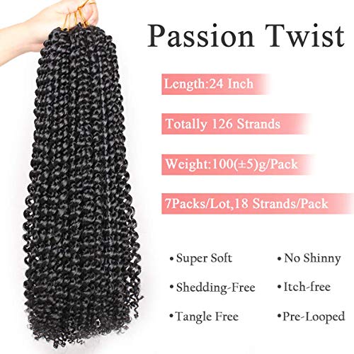 Leeven 7 Packs Water Wave Braiding Hair for Butterfly Faux Locs 24 Inch Long Water Wave Crochet Hair Hot Water Setting Passion Twists Braiding Ha