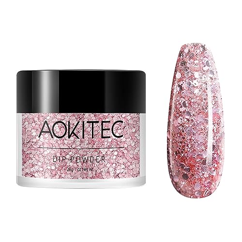 Aokitec 28g Dip Powder Clear Fashion Color Nail Dipping Powder French Powder Pro Collection System Nail Art Starter Manicure Salon DIY at Home Od
