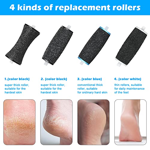 Jorest 10Pcs Replacement Rollers Compatible with Scholl Velvet Smooth, 2 Shapes & 3 Types of Roughness Foot File Refill Rollers for Electric Foot
